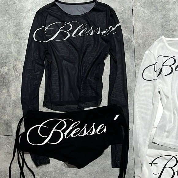 Women 2 Piece Fashion Y2K Printed Full Sleeve O-neck T-shirtsRibbons Skinny Shorts Female Street Outfits 250207