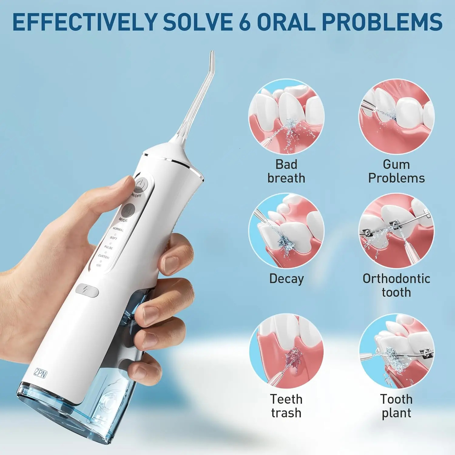 ZPN Water flosser for Teeth Cleaning and Flossing with 5 Replaceable Jet Tips IPX7 Waterproof Water Flosser Portable and Rechar 260525 - view 3