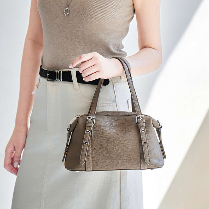 Top Layer Cowhide Boston Bag High End Large Capacity Commuter Shoulder Crossbody Handbag for Women SENYY