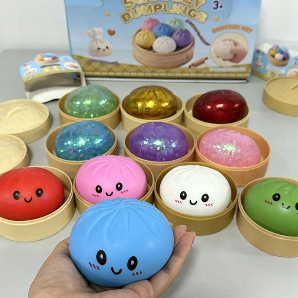 one random colorGlitter Squishies Bun Baozi Dumpling Mystery Box Colorful Food Squishy Sensory Fidget Toy Anti 26L0526