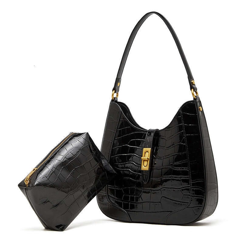 Genuine Leather Crocodile Pattern Cowhide Bag Niche Design Large Capacity Underarm Shoulder Crossbody Bag Spring Summer Women SENYY