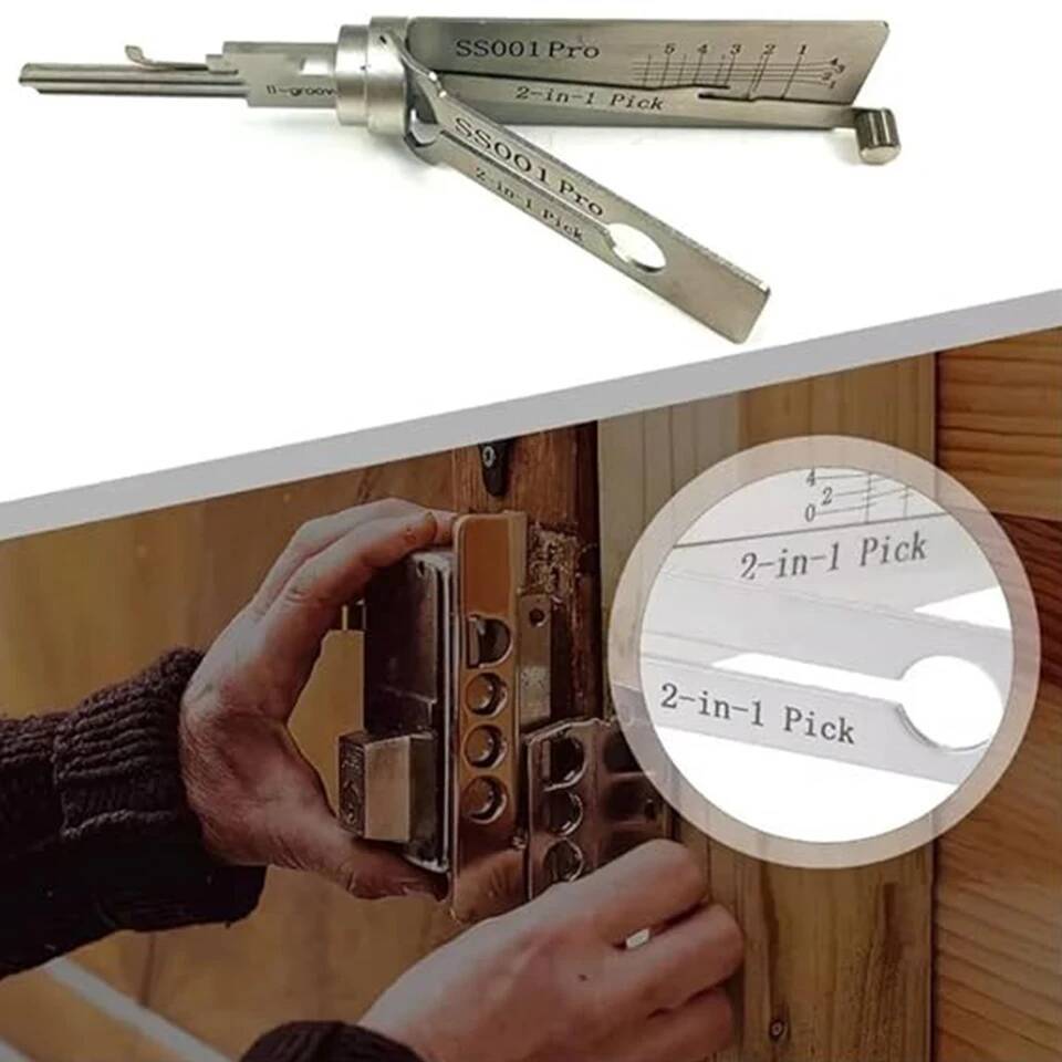 SS001 Stainless Steel Key 2 In 1 Precision Hook & Pick Set Lock Decoder O-ring Pickup Kit Maintenance Repair Hand Tools ddmynov - view 6