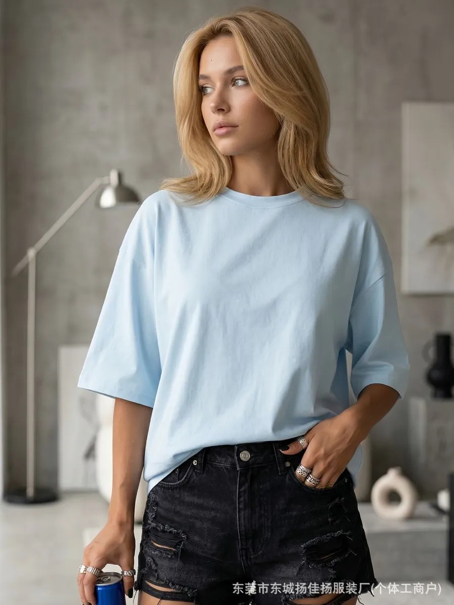 100 cotton short sleeve t-shirt casual style unique and fashionable simple and versatile trendy plain hiphop top 240920