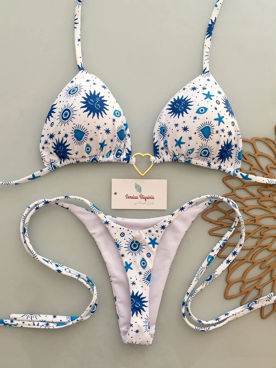 Micro Bikinis 2026 Push Up Women Swimsuit String Swimwear Brazilian Bikini Set Halter Biquini Floral Solid Beachwear y260615 - view 5