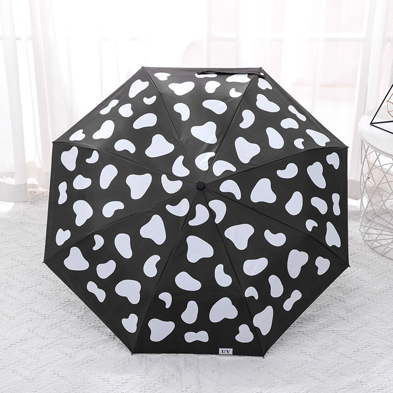 Farm Animal Print Fold Auto Umbrella Black White Cow Spots Carbon Fiber Frame Umbrella Sun and Rain Portable Umbrellas 240820