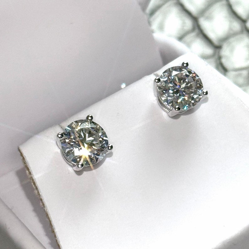 Moissanite earrings Screw Back VVS Moissanite Hip Hop S Sier 10K 14K Gold Dia Round Solitaire Stud Earrings