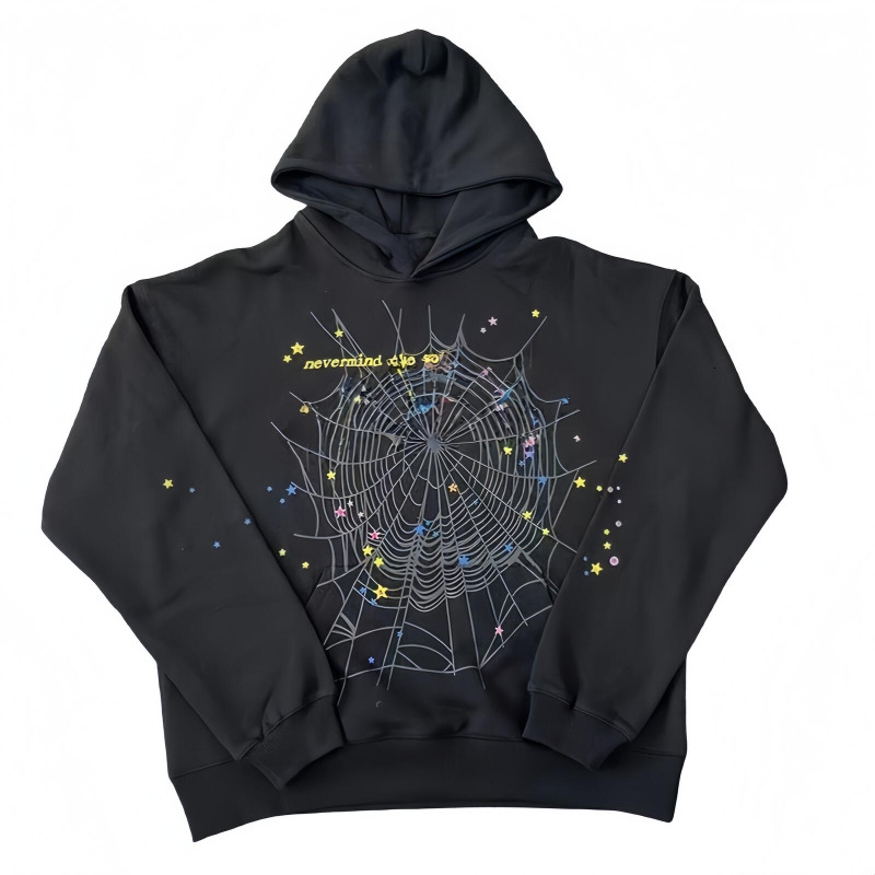 Spider Print Hooded Sweatshirt Loose Hip Hop Street Style Pullover, Warm Fleece Long Sleeve Tops for Teenagers Adults Best Seller Unisex Casual Outerw