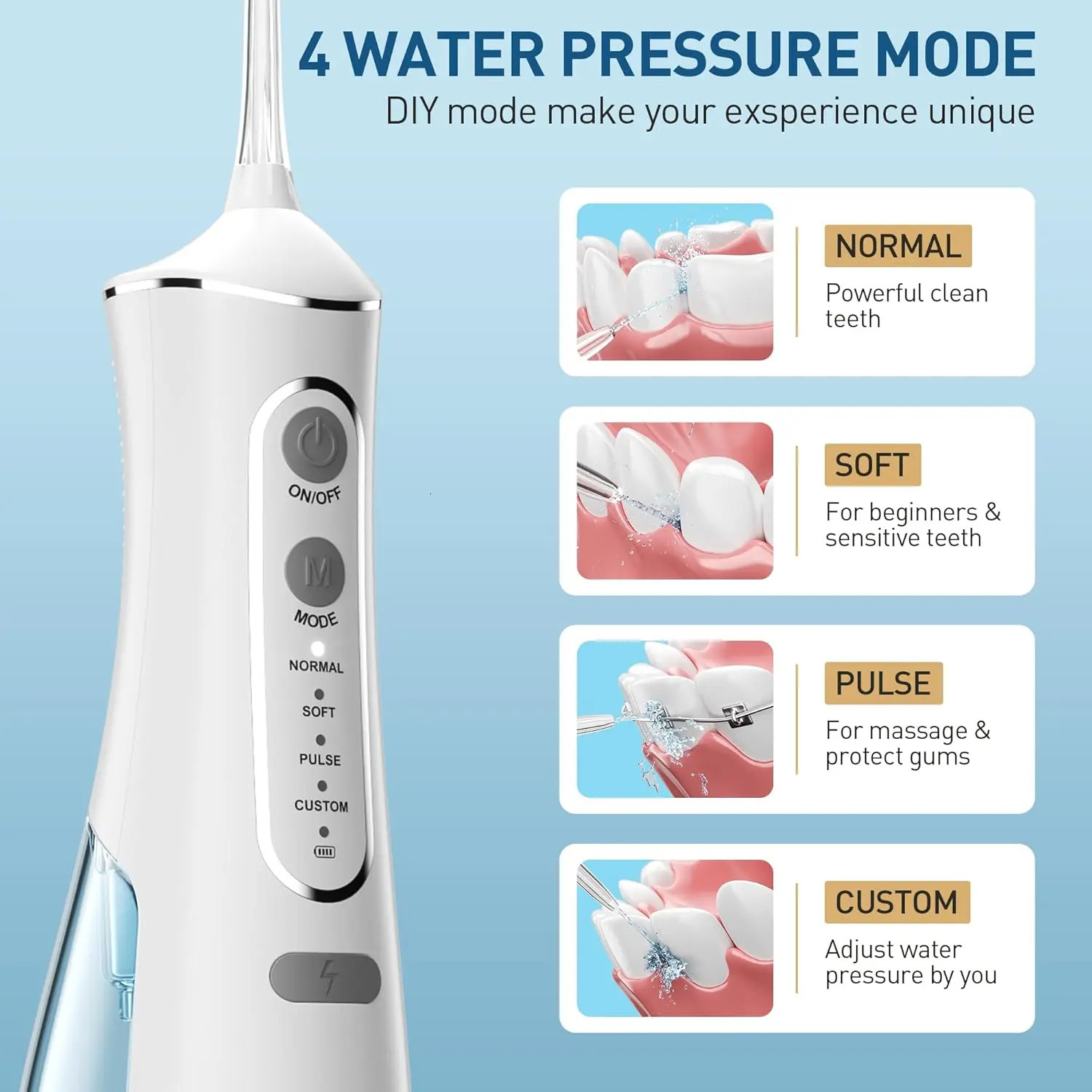 ZPN Water flosser for Teeth Cleaning and Flossing with 5 Replaceable Jet Tips IPX7 Waterproof Water Flosser Portable and Rechar 260525 - view 4