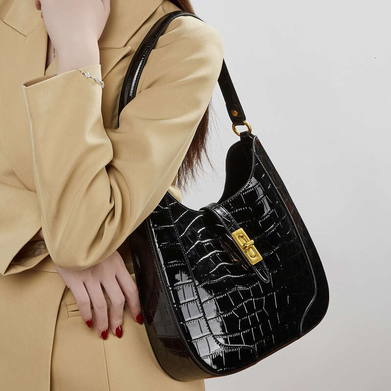 Genuine Leather Crocodile Pattern Cowhide Bag Niche Design Large Capacity Underarm Shoulder Crossbody Bag Spring Summer Women SENYY