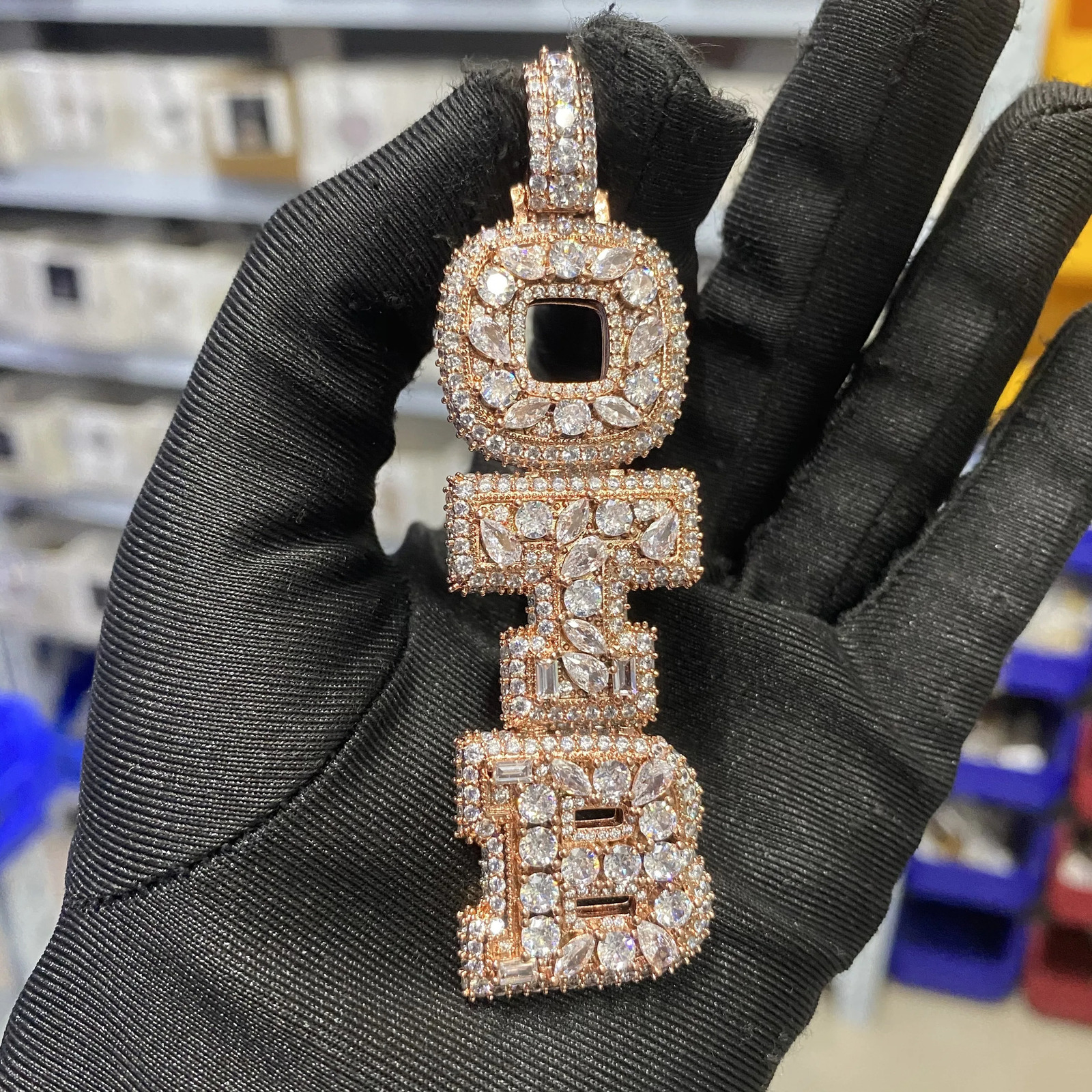 THE BLING KING Custom Vertical Initial Letter Pendant Mixed Inlay Different Shape Cubic Zircon NamePlate Necklace Hiphop Jewelry 260526 - view 7