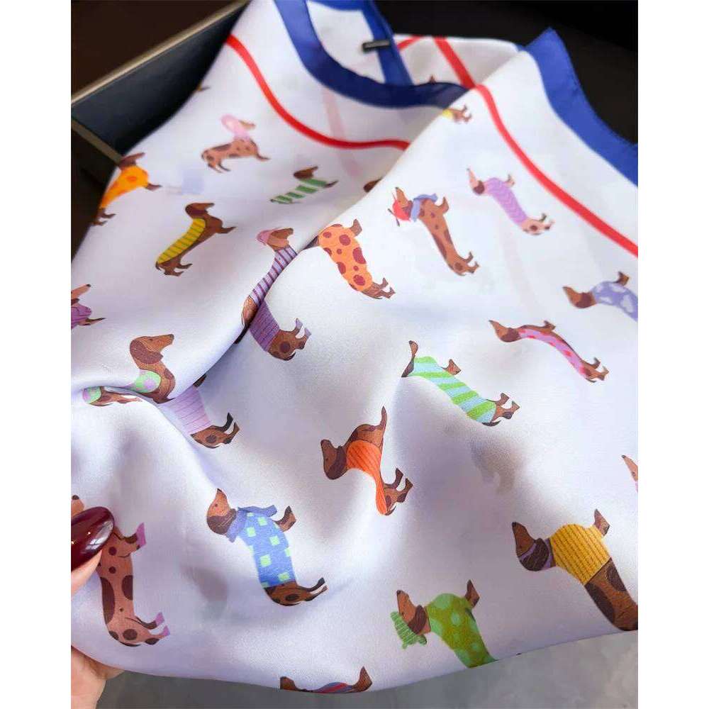 Silk Square Scarf Women Luxury Dog Print Kerchief Soft Satin Hairband Hands Bag Ribbon Foulard Hijab Neckerchief Headband Ladies 26Y0526 - view 7