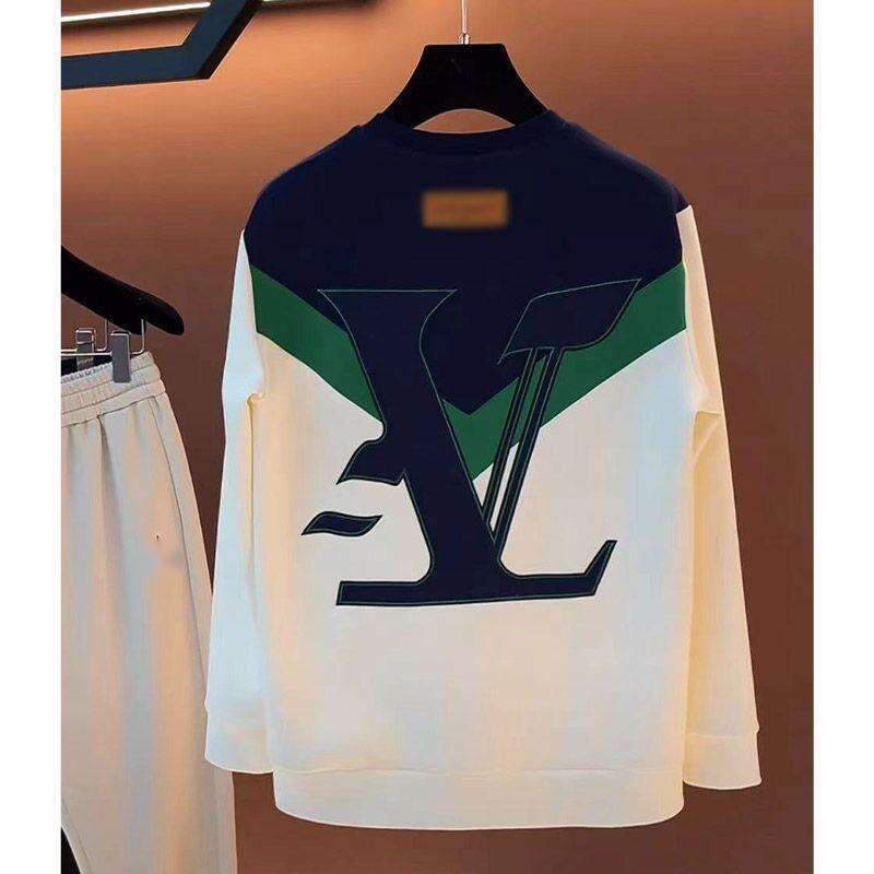 Autumn Winter New Round Neck Men's Sweatshirt Trendy Color Block Casual Versatile Style Loose Long Sleeve Top - view 5