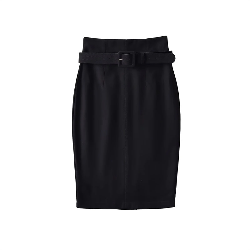 2025 Style HighWaisted Suit Pencil Skirt for Commuting with Back Slit and Belt ALine 251125