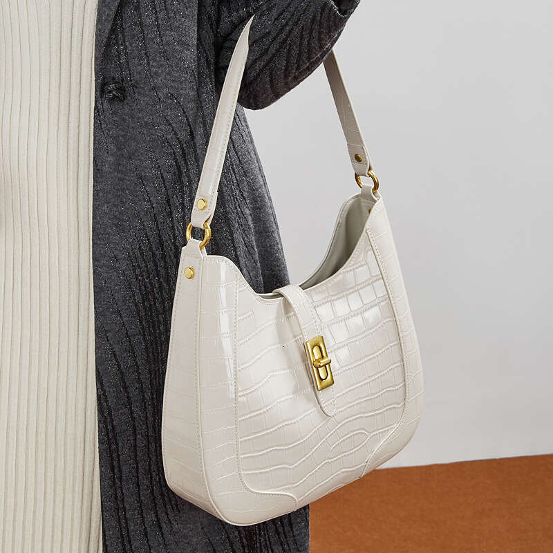 Genuine Leather Crocodile Pattern Cowhide Bag Niche Design Large Capacity Underarm Shoulder Crossbody Bag Spring Summer Women SENYY