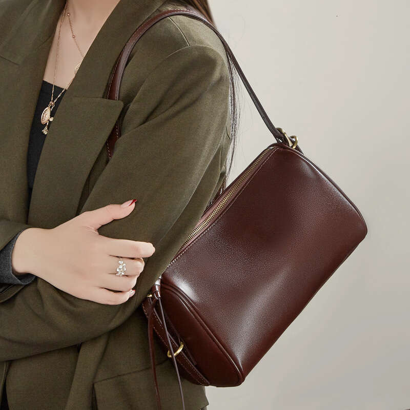 Vegetable Tanned Genuine Leather Pillow Tote Bag Large Capacity Shoulder Crossbody Bag for Women Spring Summer SENYY