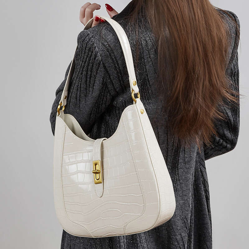 Genuine Leather Crocodile Pattern Cowhide Bag Niche Design Large Capacity Underarm Shoulder Crossbody Bag Spring Summer Women SENYY