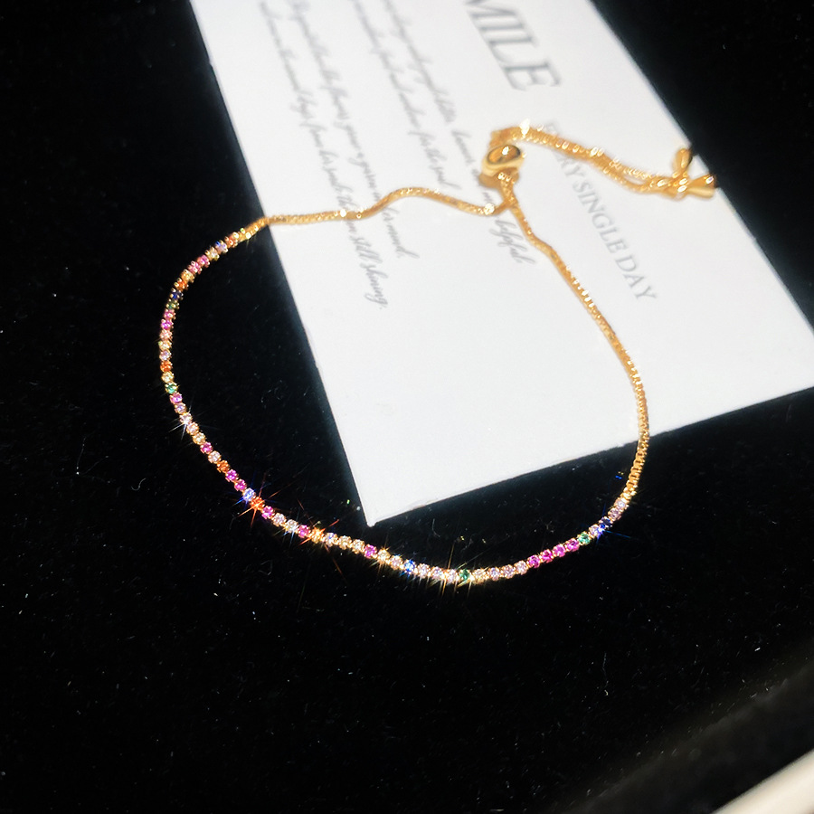 Shiny zircon square bracelet, dopamine sweet style, light luxury, high-end feel, versatile jewelry - view 8