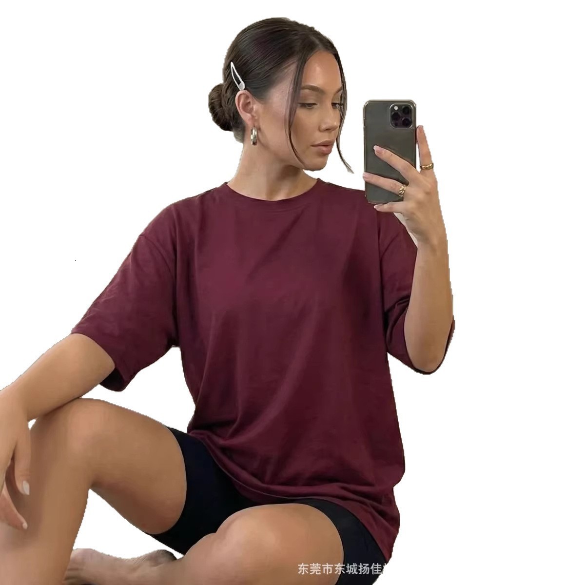 100 cotton short sleeve t-shirt casual style unique and fashionable simple and versatile trendy plain hiphop top 240920
