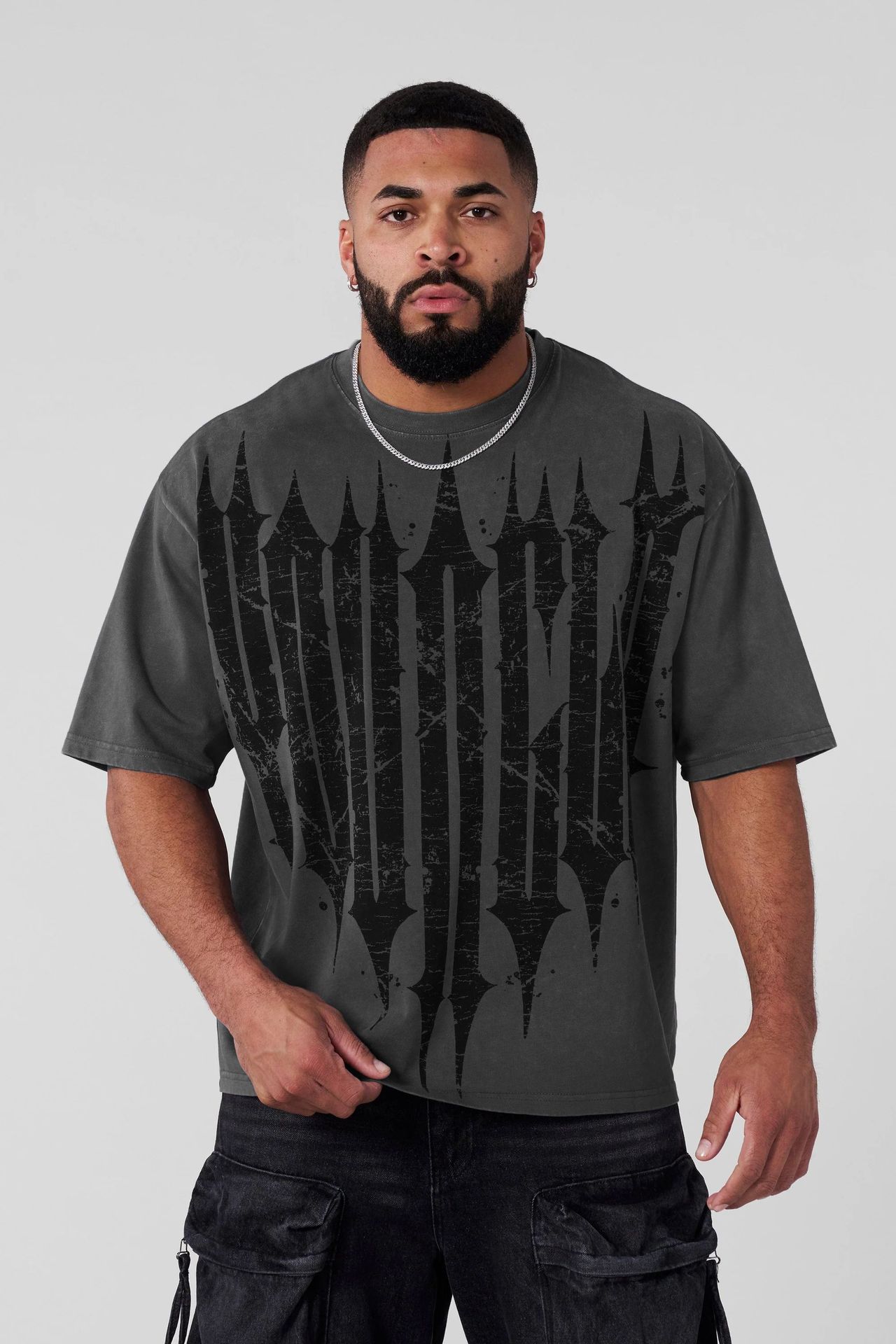Men's Printed Oversized American Style T-Shirt Cotton Crew Neck Short Sleeve Casual Sport Tee for Jogging & Fitness
