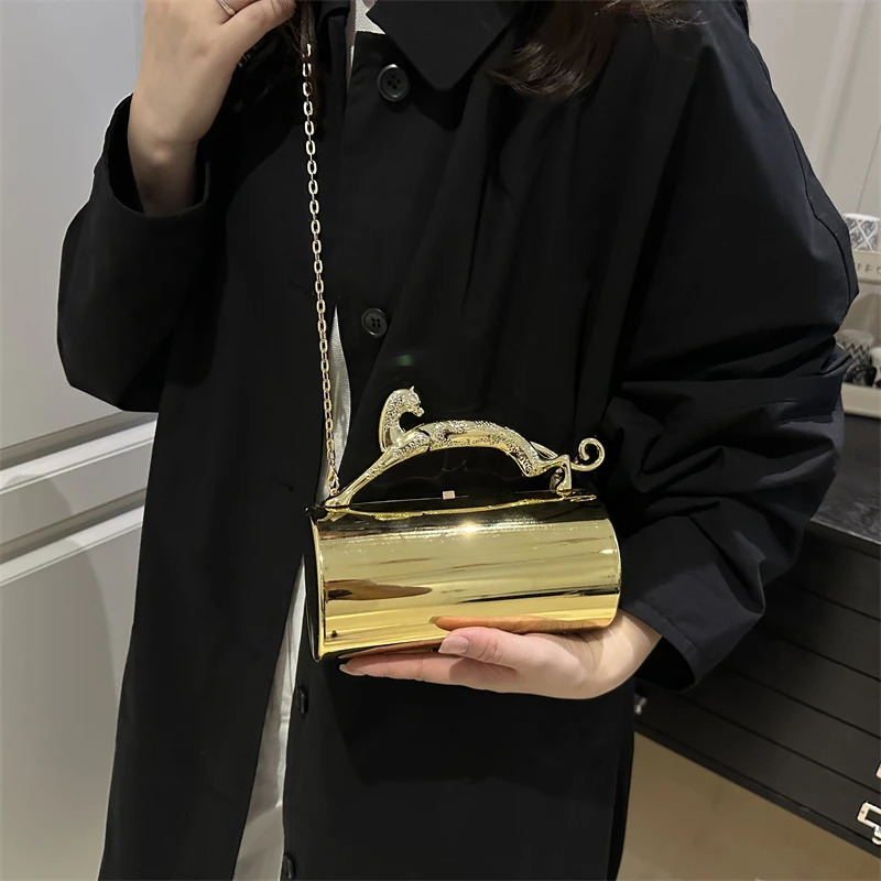 Animals Leopard Metal Handle Evening Clutch Bag Trendy Party Purse Lady High Quality Acrylic Shoulder Crossbody Bag Mini Handbag 260525 - view 4