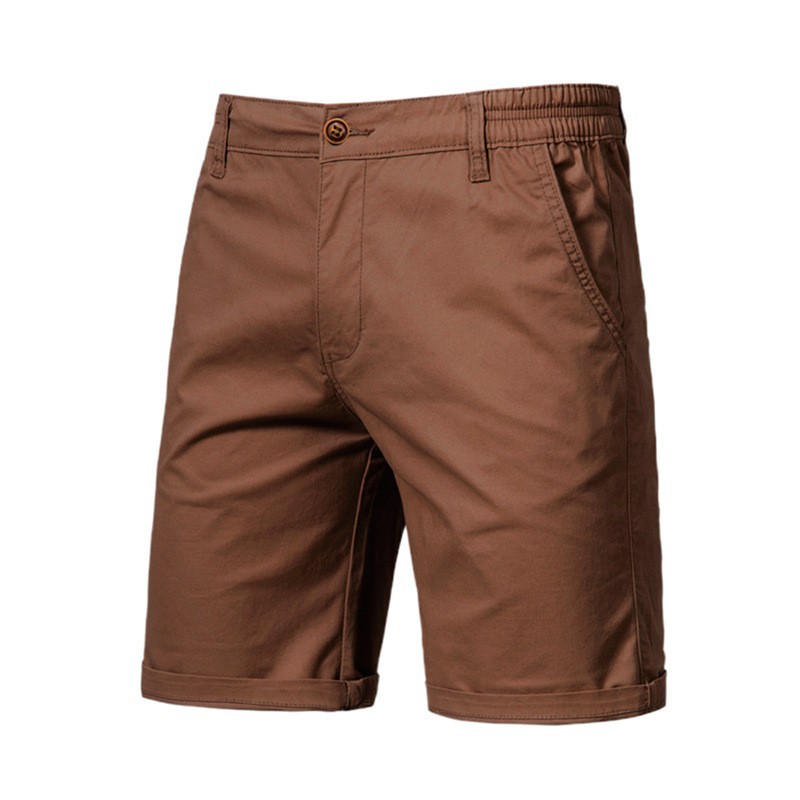 Men's Shorts Men Summer Cotton Elastic Waist Casual Classic Fit Business Half Pants Stretch Khaki Chino Streetwear Beach Size 30-38