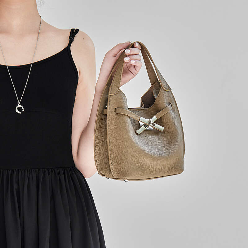 Genuine Leather TC Pattern Basket Bucket Bag Multi-way Wear Shoulder Crossbody Underarm Commute Bag Women SENYY