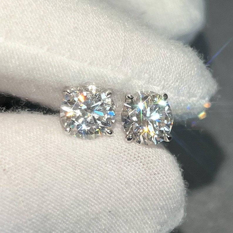 Moissanite earrings Screw Back VVS Moissanite Hip Hop S Sier 10K 14K Gold Dia Round Solitaire Stud Earrings