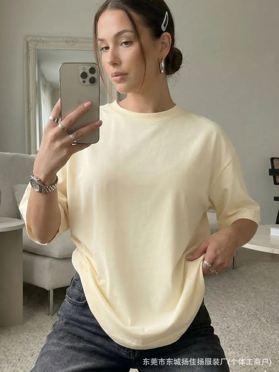 100 cotton short sleeve t-shirt casual style unique and fashionable simple and versatile trendy plain hiphop top 240920
