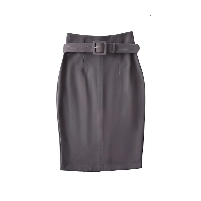 2025 Style HighWaisted Suit Pencil Skirt for Commuting with Back Slit and Belt ALine 251125