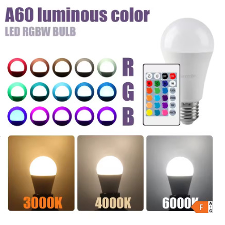 E27 Base RGB LED Bulb 24 Key Remote Control Dimmable 10W AC220V 110V Colorful Change For Bedroom Living Room Desk Lamp