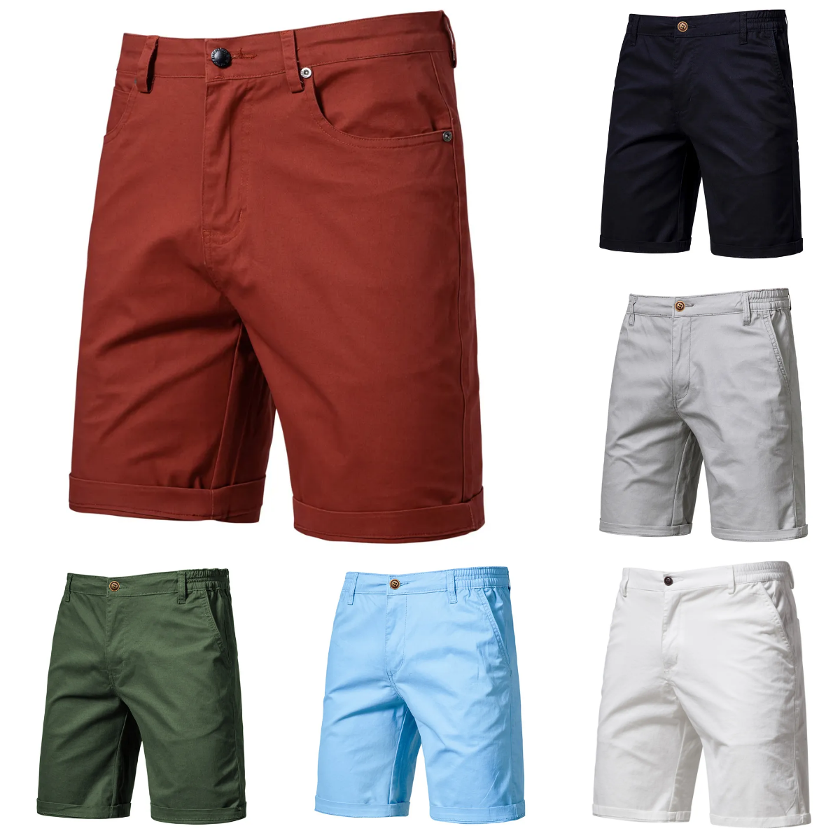 Men's Shorts Men Summer Cotton Elastic Waist Casual Classic Fit Business Half Pants Stretch Khaki Chino Streetwear Beach Size 30-38