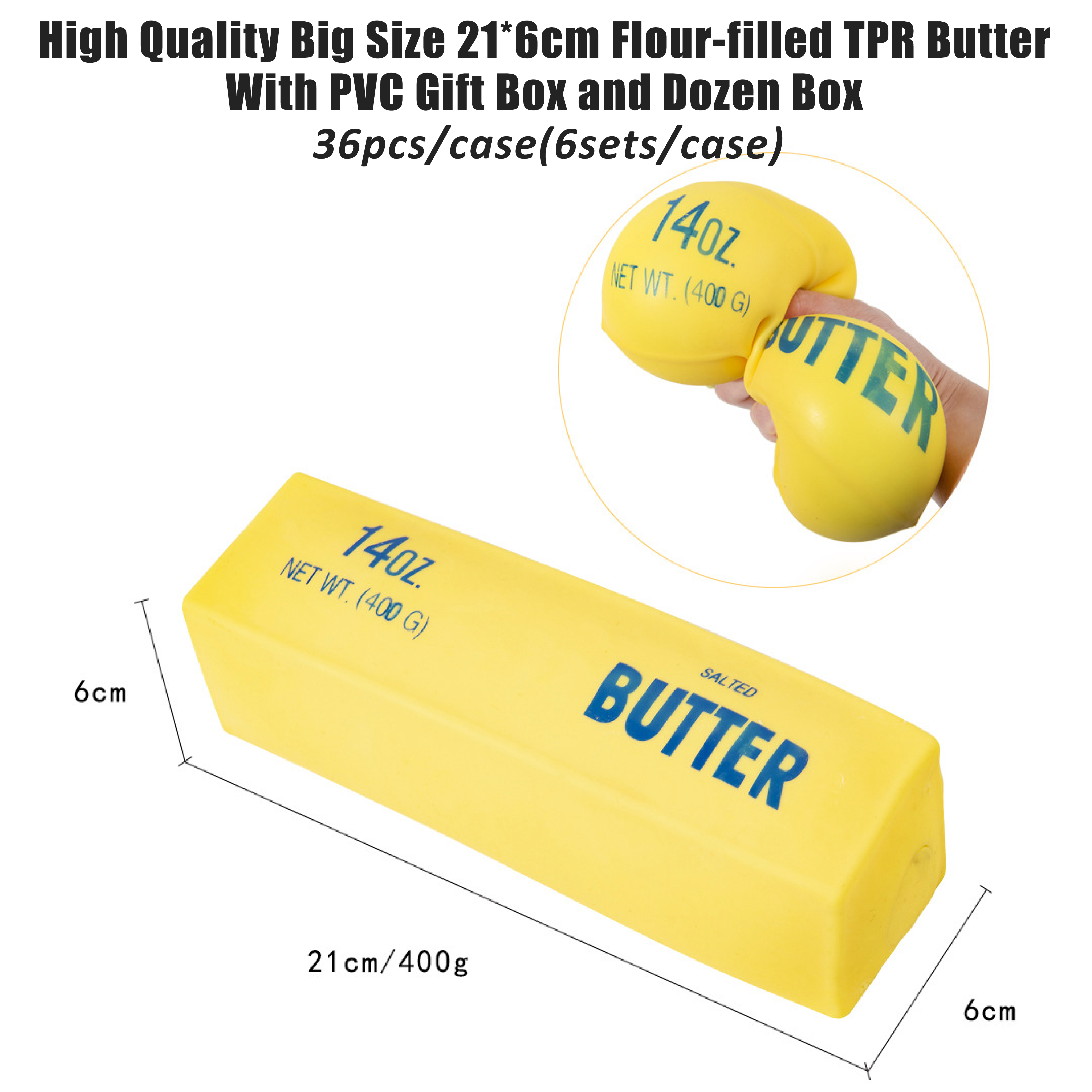 New Trend Giant Butter Stick Squishy Toy Super Soft Slow Rise TPR Flour Filled Squeeze Toy Stress Relief Fidget Toy For Party Gift Office Desktop Deco