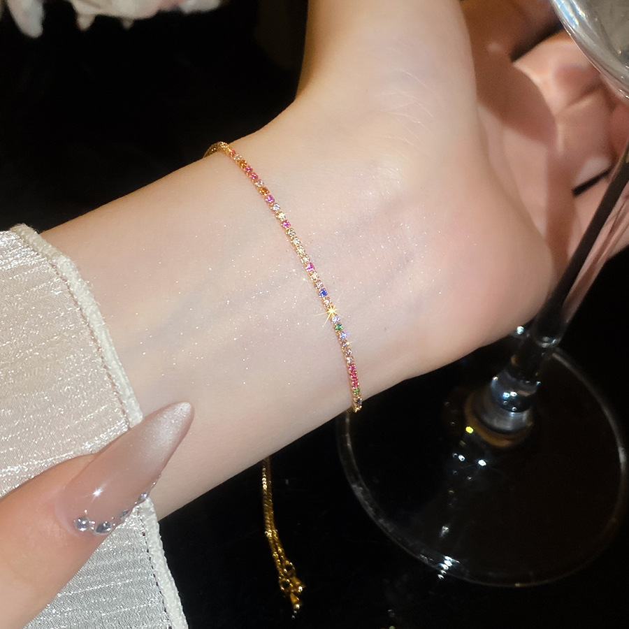 Shiny zircon square bracelet, dopamine sweet style, light luxury, high-end feel, versatile jewelry - view 5