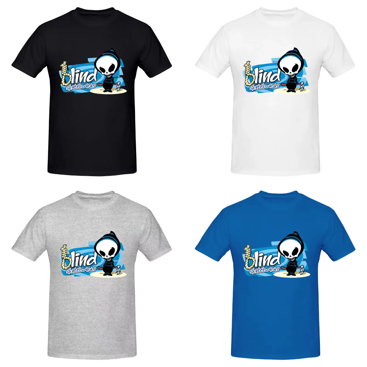 Men's T Shirts Summer Blind Skateboarding World Industry Short Sleeve T-Shirt Printed Pattern Comfort