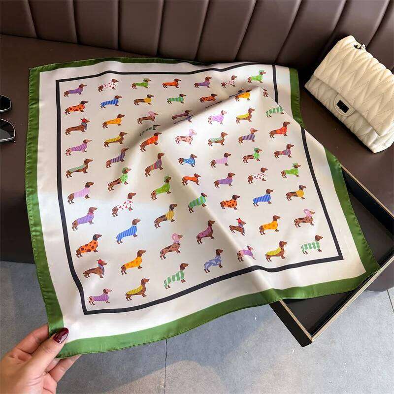 Silk Square Scarf Women Luxury Dog Print Kerchief Soft Satin Hairband Hands Bag Ribbon Foulard Hijab Neckerchief Headband Ladies 26Y0526 - view 5