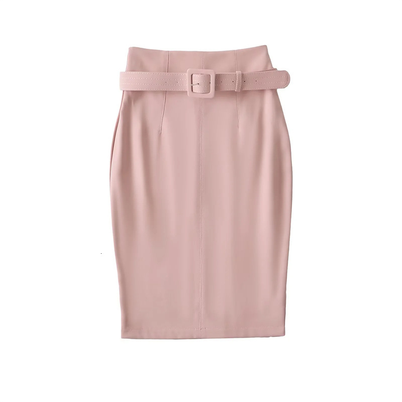 2025 Style HighWaisted Suit Pencil Skirt for Commuting with Back Slit and Belt ALine 251125
