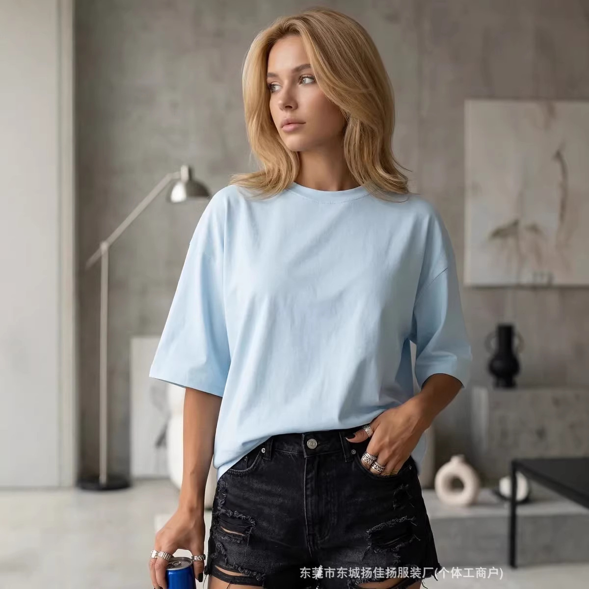 100 cotton short sleeve t-shirt casual style unique and fashionable simple and versatile trendy plain hiphop top 240920