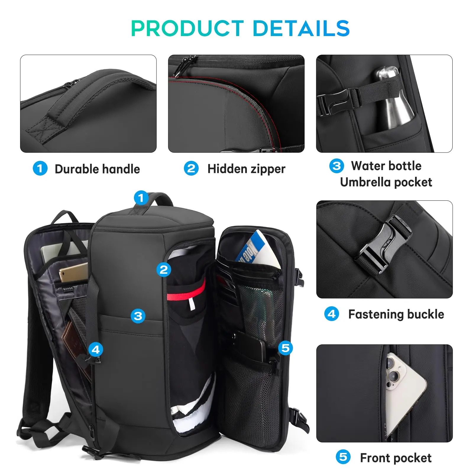 BANGE Multi Men Backpack Sports Travel Business Large Capacity Dry and Wet Separation Outdoor Hiking with Shoe Compartments y260611 - view 5