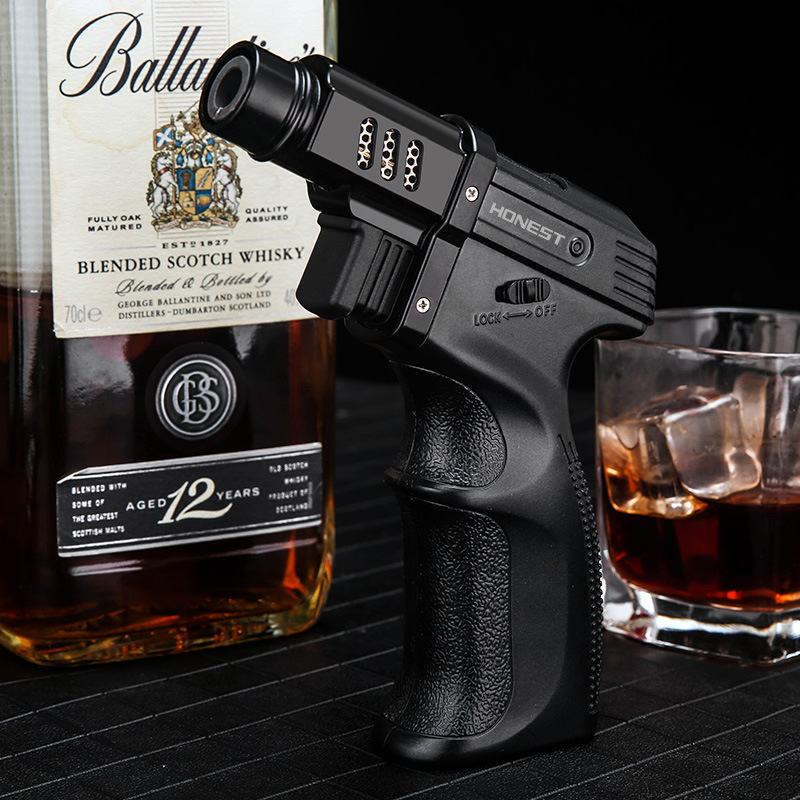 Windproof Outdoor Camping BBQ Fixed Fire Big Jet Flame Cigar Lighter Torch Kitchen Gadgets For Men(NO GAS)