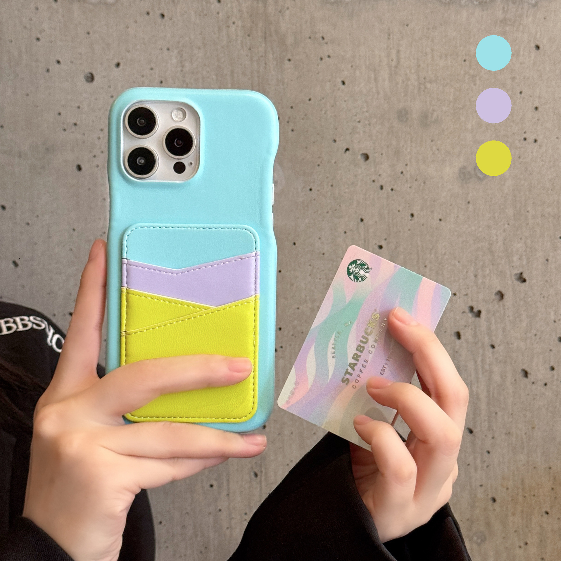 Color-blocking and contrasting color card slot case suitable Apple 16 Pro Max phone case, iPhone 15, high-end feel, new leather style for 13