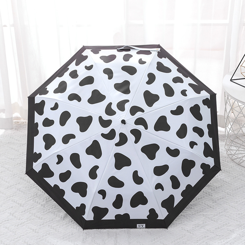 Farm Animal Print Fold Auto Umbrella Black White Cow Spots Carbon Fiber Frame Umbrella Sun and Rain Portable Umbrellas 240820