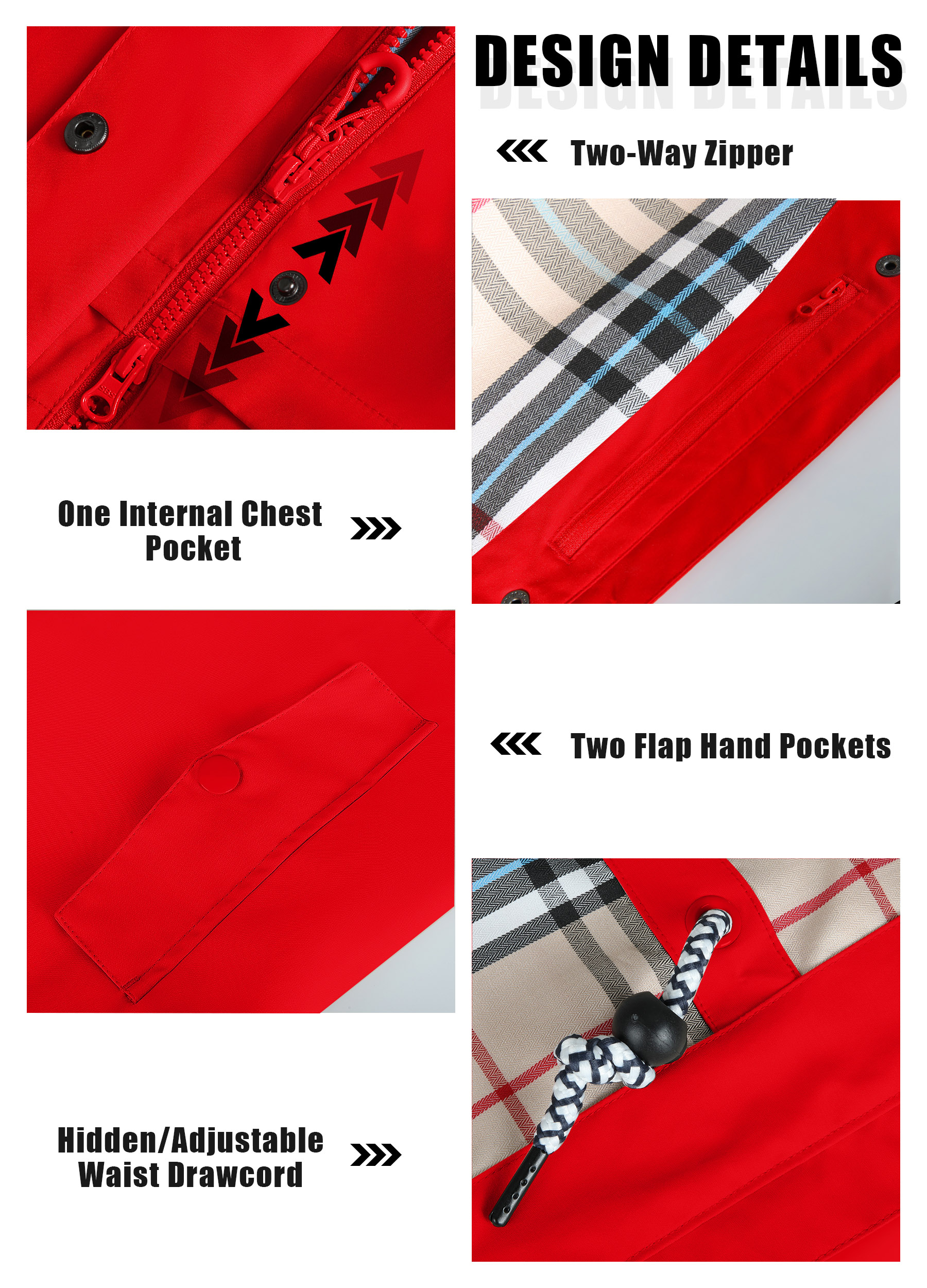 Waterproof Womens Rain Jacket with Detachable Hood Versatile Outdoor Clothing