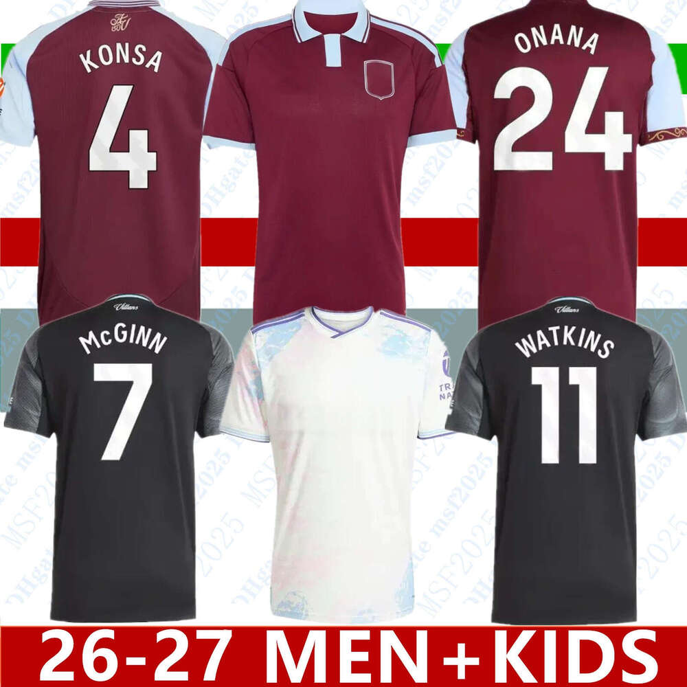 XXXL 4XL Mens top 25 26 27 Aston goalkeeper BAILEY MALEN soccer jersey home away third 2025 2026 2027 villa McGINN WATKINS KONSA MARTINEZ Men kids k