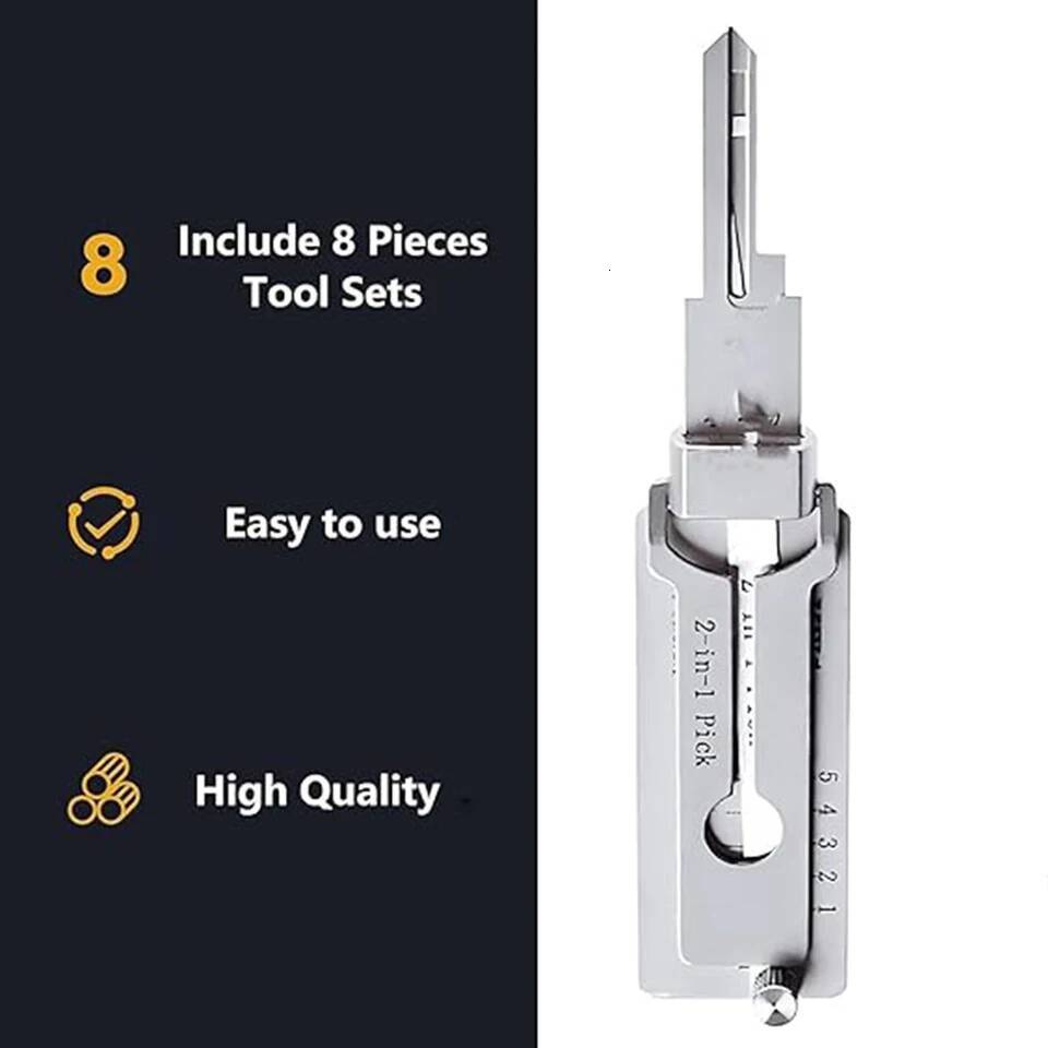 SS001 Stainless Steel Key 2 In 1 Precision Hook & Pick Set Lock Decoder O-ring Pickup Kit Maintenance Repair Hand Tools ddmynov - view 7