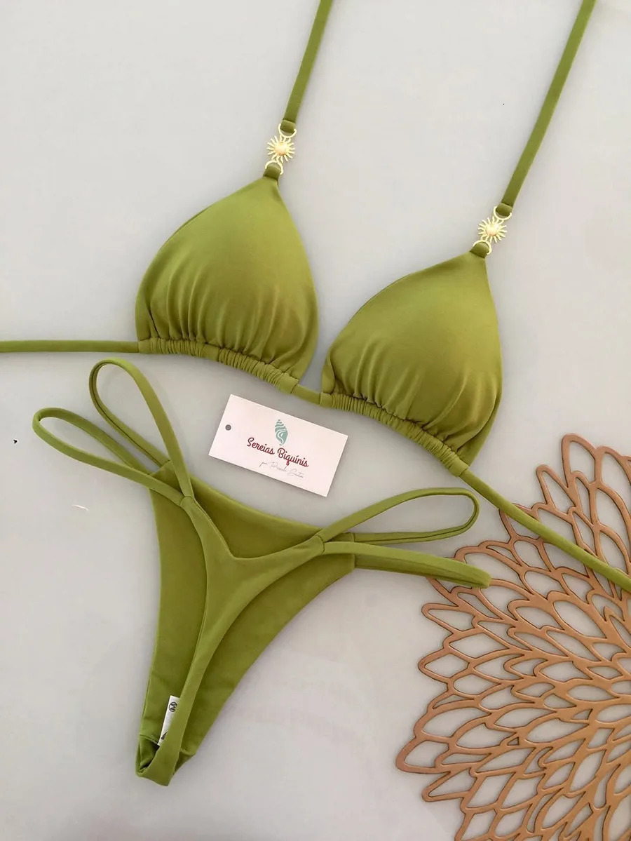 Micro Bikinis 2026 Push Up Women Swimsuit String Swimwear Brazilian Bikini Set Halter Biquini Floral Solid Beachwear y260615 - view 6