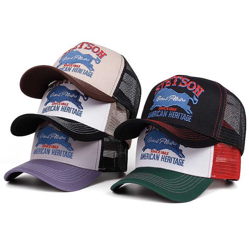 2025 Personalized New Truck Hat STETSON Red Bear Breathable Mesh Hat Street Hip Hop Hat Daily Casual Wear Sunshade Baseball Hat H260525