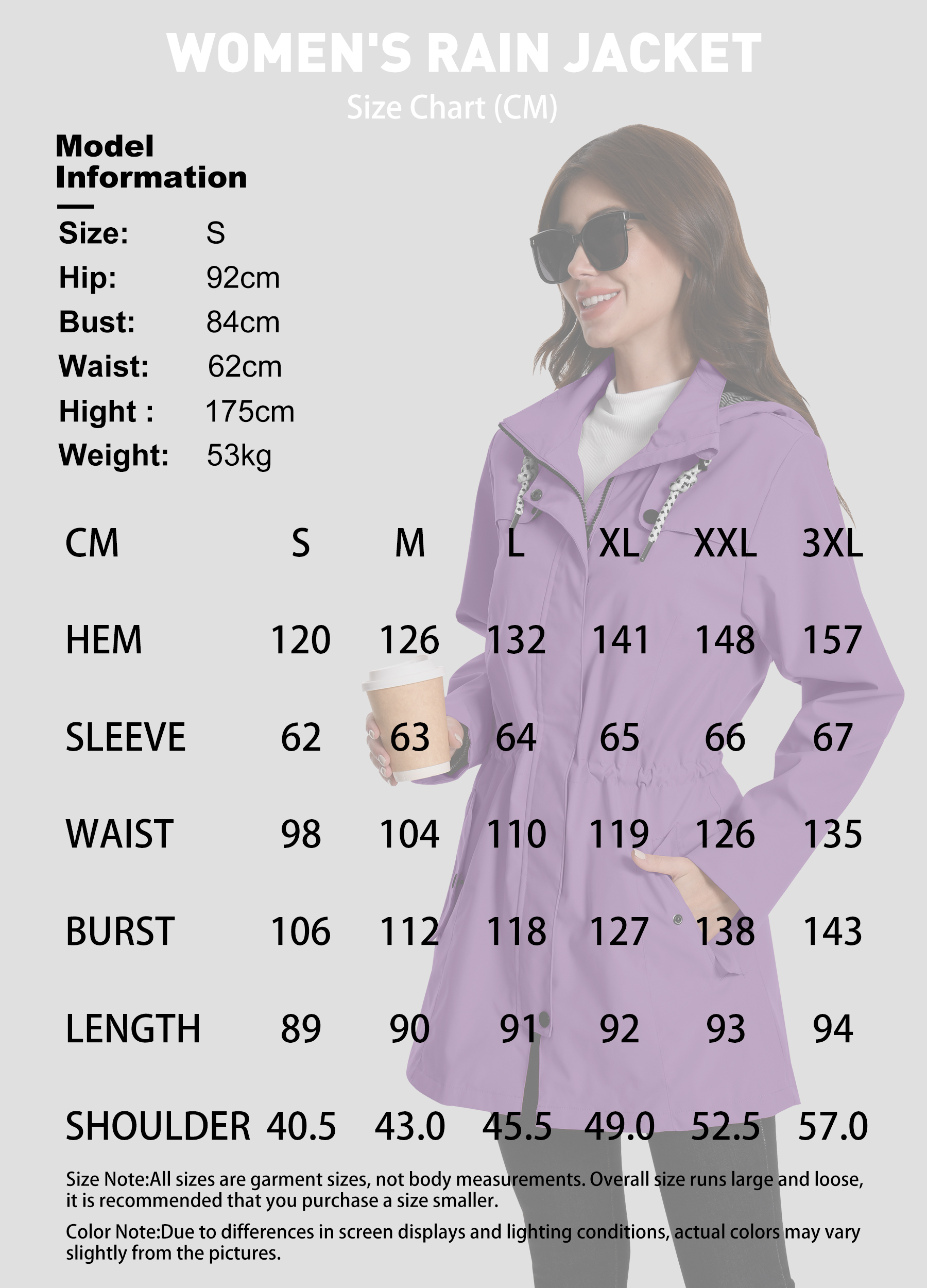 Women's Long Waterproof Hooded Raincoat with Transition Jacket Features for Outdoor Use