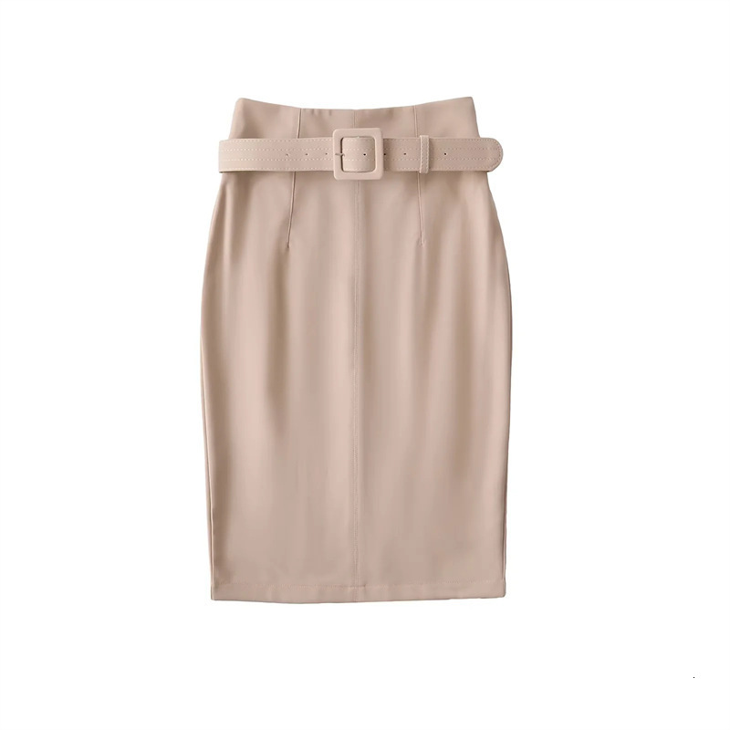 2025 Style HighWaisted Suit Pencil Skirt for Commuting with Back Slit and Belt ALine 251125