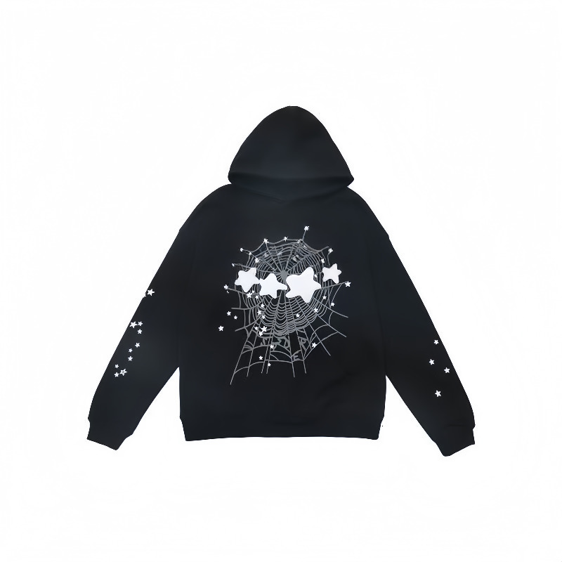 Spider Print Hooded Sweatshirt Loose Hip Hop Street Style Pullover, Warm Fleece Long Sleeve Tops for Teenagers Adults Best Seller Unisex Casual Outerw