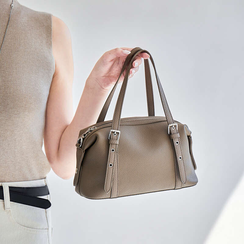 Top Layer Cowhide Boston Bag High End Large Capacity Commuter Shoulder Crossbody Handbag for Women SENYY